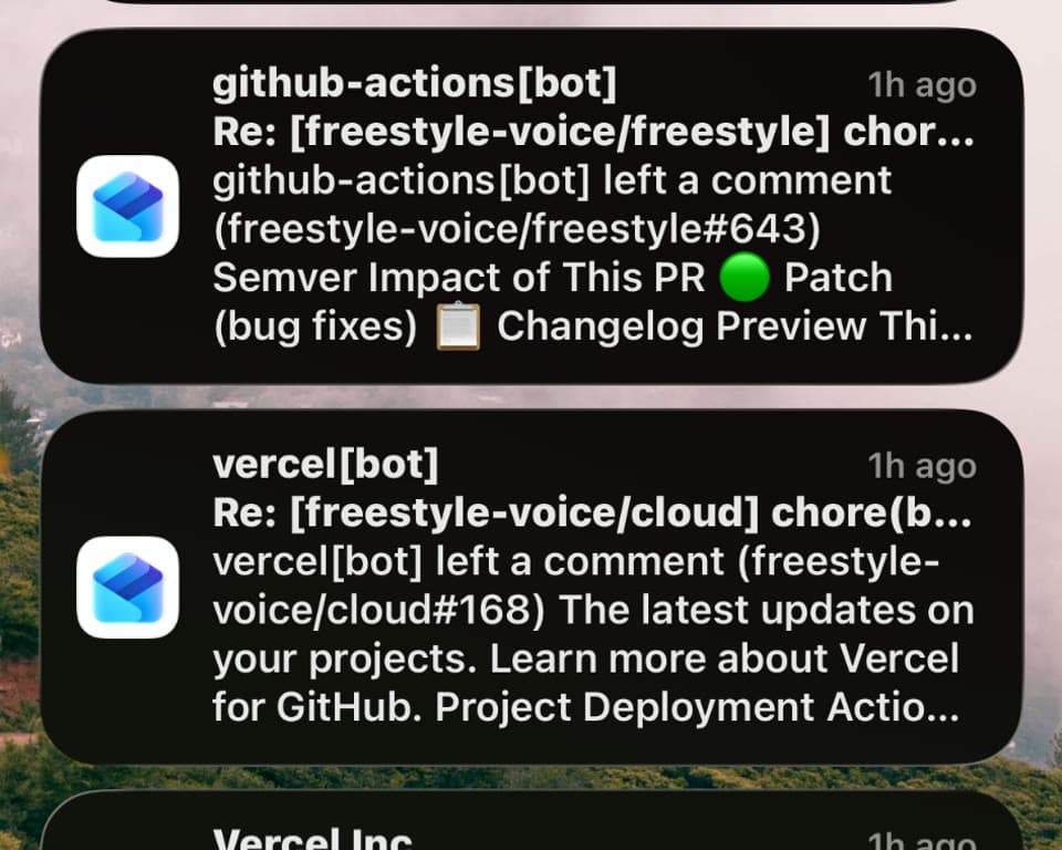 A morning of GitHub email notifications. Most of them are bots.